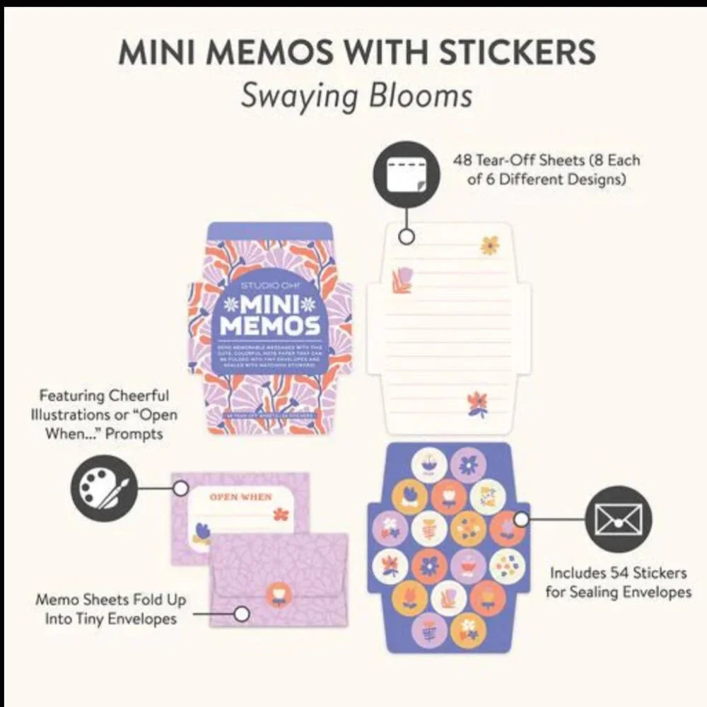 Studio Oh - Swaying Blooms Mini Memo with Stickers